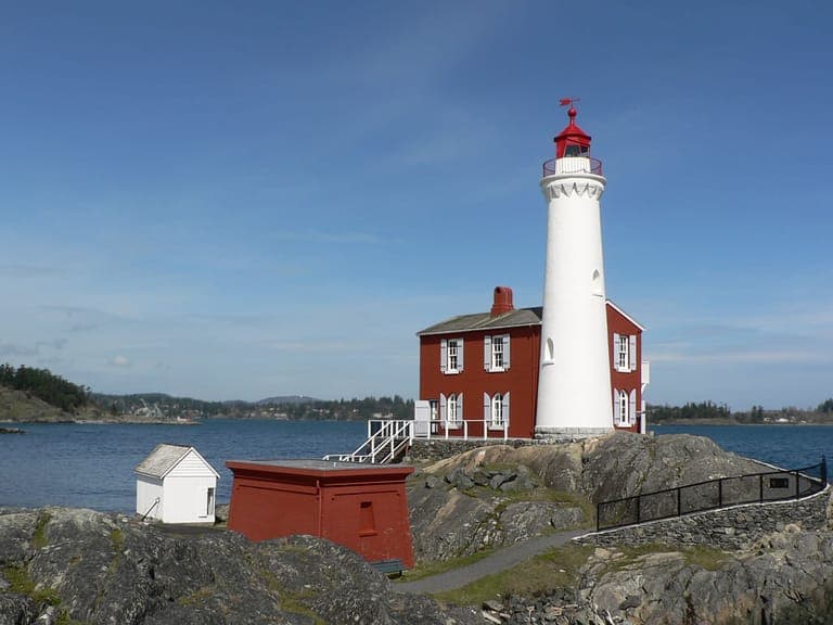 Fisgard Lighthouse at the entrance to Esquimalt Harbour in Colwood